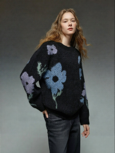 Toyouth | Floral Jacquard Warm Velvet Sweater
