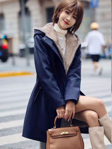 Plus Size Parka Womens Fleece-lined Thickened Korean Style Leather Fur Coat Mid-Length Hooded Cashmere Liner Heattech Outwear Winter