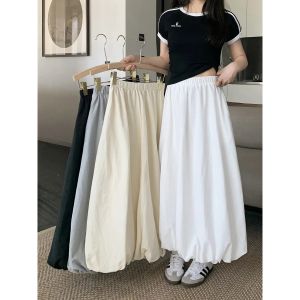 Váy Dài Thường Ngày Cạp Cao Màu Trắng Cho Nữ Váy Dài Xếp Nếp Không Đối Xứng Váy Mùa Thu Bằng Polyester Váy Xếp Nếp Không Thương Hiệu