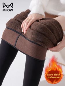 miiow | Thickened Fleece Lined High Waist Cotton Trousers Womens Outerwear Autumn Winter Base Layer Pants Special Thick Warm Trousers