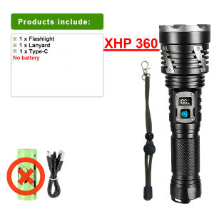 5000000LM XHP360 Ultra Powerful Flashlight LED Work Light Rechargeable LED Lamp Waterproof Torch Outdoor Lights For Camping