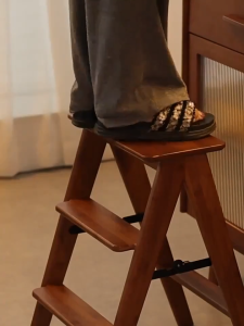 3 in 1 Bamboo Foldable Ladder 3-Step Stool Multi Functional Sturdy And Durable Solid Wood Ladder Chair