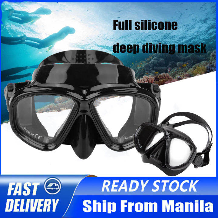 【COD】Snorkeling Set Anti-Fog Silicone Tempered Glass Diving Mask ...