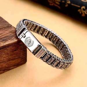 LR-S925 sterling silver Tibetan hand-woven six-letter mantra bracelet prayer wheel bracelet after the ceremony luck and wealth can be rotated scripture bracelet OM Sanskrit seed bracelet