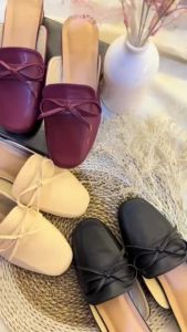 Sepatu  Sendal Slop HS130 Wanita Bapau Helostof Shoes Ukuran 3Cm