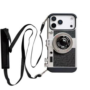 For iPhone 17 Pro Max 16 Pro 14 13 12 15 Pro Max Plus 17Air Phone Case Emily In Paris 3D Retro Camera Cover Sling With Lanyard