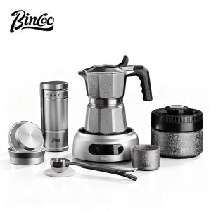 BINCOO 3‑Valve Moka Pot 316 Stainless Steel Coffee Pot Espresso Coffee Maker Set for Home & Outdoor Use 2Cups
