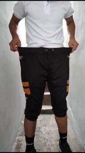 Celana jogger sport 3/4 pria pria dewasa saku resleting pinggang rib karet