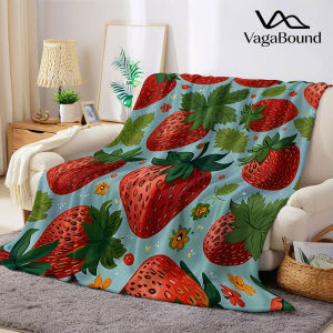 BILIBILI | Strawberry Print Flannel Blanket Warm Soft Halloween Christmas Decorative Couch Warm Cozy All-Season Gift
