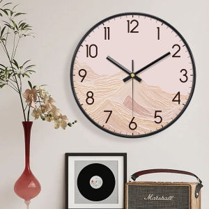 Boho Mountain Wall Clock ABS Frame Light Luxury Abstract Landscape Art Clock for Office Living Room Bedroom Kitchen Home Decor