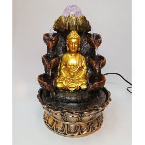 Water Fountain Thailand Buddha Table Water Fountain Waterwheel Crystal Ball Indoor Table Fountain Thai Buddha Table Fountain Lucky Charm Indoor Water Fountain with Crystal Ball and Waterwheel Table Fountain Lucky Charm Home Decor Fountain Lucky Charm Feng