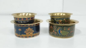 Brass Printed Davara Tumbler Set | South Indian Brass Coffee Dabara for Serving Filter Coffee | Kumbakonam Style (Set of 1)