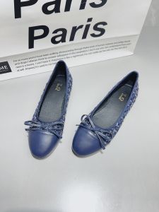 Soft Bottom round Toe Flat Heel Womens Shoes Spring Autumn New Style Commuter Butterfly Knot Slip-On Fashionable Ladies Shoes