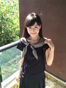 Korean Style Plaid Bow T-Shirt