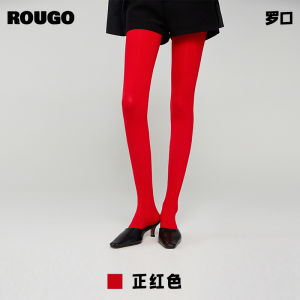 กางเกงชั้นในสตรี Rougo ทรงเอวสูง สีเทา 80D ผ้ากำมะหยี่ ทรงยาวถึงเข่า ป้องกันการติดกัน ไม่หลุดรู กางเกงชั้นในสีดำ สำหรับฤดูใบไม้ผลิและฤดูใบไม้ร่วง