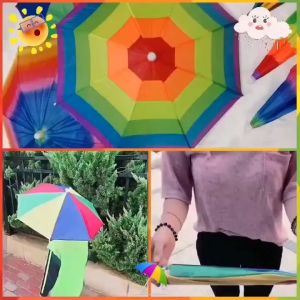 PAYUNG TOPI PELANGI / TOPI MANCING GOLF / TOPI PAYUNG ANAK & DEWASA / TOPI PAYUNG SERBAGUNA / PAYUNG PRAKTIS ANTI HUJAN ANTI PANAS | RAINBOW UMBRELLA HAT / HBU7812
