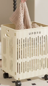 [SG Seller] Lab Cosi Foldable Laundry Basket with Wheels Multi-Function Organizer Dirty Clothes Basket Toy Storage Basket Space-Saving Ventilated Design Suitable for Bedroom Bathroom and Living Room Home Movable Storage
