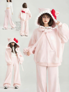 KEIKO | Bộ Quần Áo Hoodie và Quần Dài Phong Cách Đáng Yêu