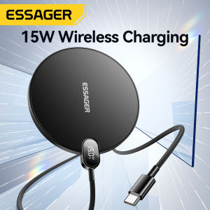 Essager 15W Wireless Charger LED Digital Display Fast Wireless Charging Pad For iPhone 16 15 14 Pro Max Samsung 23 Xiaomi Huawei Mate70