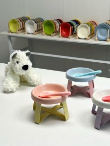 Bát Ăn Bằng Gốm Sứ Pecolo Có Chân Chống Đen Cổ Thú Cưng Bát Ăn Sữa Cho Chó Và Mèo Bát Ăn Chậm Bộ Đồ Ăn Đa Năng