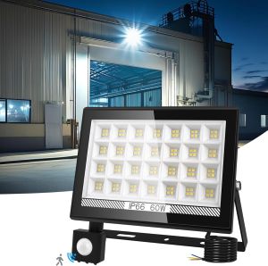 30W/60W/100W LED PIR Motion Sensor Floodlight IP66 Outdoor 6000K Super Bright Spotlight for Garden Garage Street Security Light