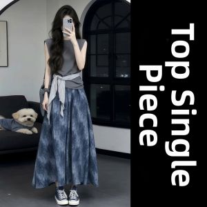 ZHENMANZI | Summer Wear Set Dress Tank Top Skirt Sash Tie Dyed