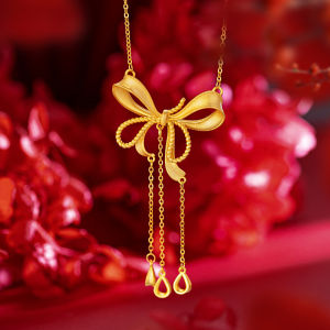 XT đồ trang sức Hàn Quốc 24K Vòng cổ nơ tua thời trang phụ nữ 916 mạ vàng gốc