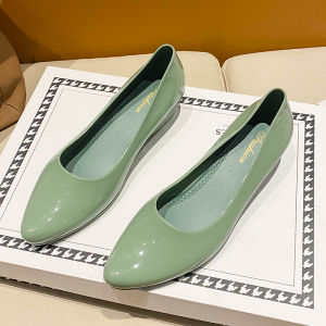 Giày Cao Gót Chống Trượt Cho Nữ Mùa Hè Mới Phong Cách Công Sở Chống Thấm Nước Giày Bốt Chống Nước Đế Cao Su Mũi Nhọn