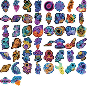 50 Pcs Neon Space Stickers Colorful Graffiti Waterproof Vinyl Decals for Phone Laptop Luggage Water Cup Gift