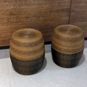 Chinese Style Wicker Outdoor Furniture Low Stool Footwear Changing Bench Ancient Chinese Guzheng Drum Stool Creative Home Decor