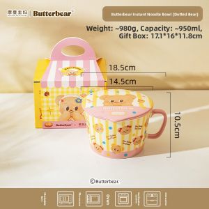 MODERN SWEETHOME | Instant Noodle Bowl With Lid and Handle Ceramic