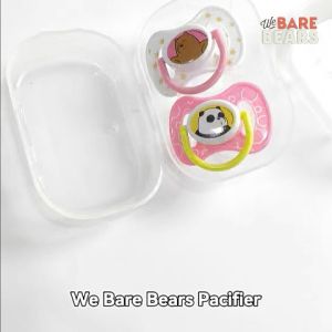 We Bare Bears 0-12M 2pcs Puting Bayi / Baby Soft Silicone Orthodontic Soother Pacifier Flat Head BPA Free 30447 WBB