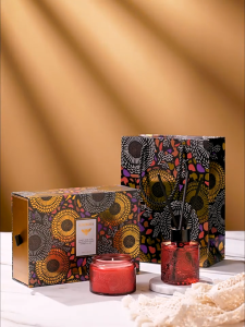 Luxury Embossed Reed Diffuser Bottle and Aromatic Soy Wax Scented Candle Home Diffuser Set