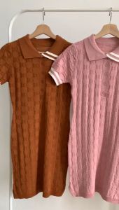 D10713 Infinite Emboss Polo Knit Dress