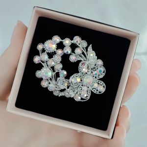 SO SEOUL Leilani Flower Bouquet Aurore Boreale Austrian Crystal Rollover Clasp Brooch