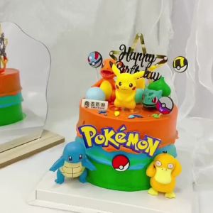 Keeppley | 15Pcs/set Pokemon Cake Topper Pikachu Anime Figure Party Happy Birthday Pokemon Cake Decoration Supplies Ornaments Gift