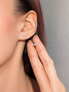 Smiling Ear Cuff Womens 925 Sterling Silver 18K Plated Sparkling Simple High-End Versatile Ear Jewelry Sweet Style in Stock