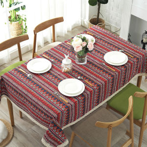 Wash-Free Waterproof Oil-Proof Cotton Linen Tablecloth for Tea Table Dining Table Nursery Picnic Home Atmosphere Grid Pattern
