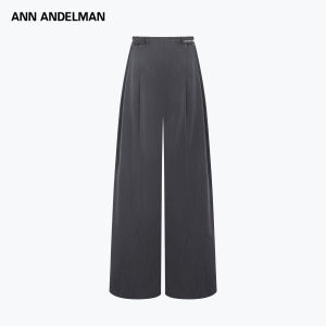 ANN ANDELMAN | Belt Loop Gray Straight Leg Trousers