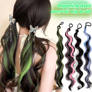 Wig Braid Highlighted Twist Braid Girl YK2 Fashion Color DIY Tapered Ponytail Extension Wig Hair Accessories