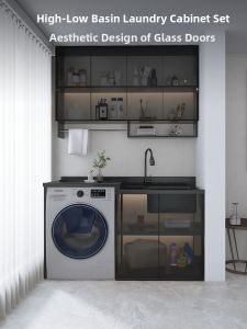 MAKEMINGTUO | Integrated Customizable Beehive Aluminum Washing Machine and Sink Cabinet Glass Door