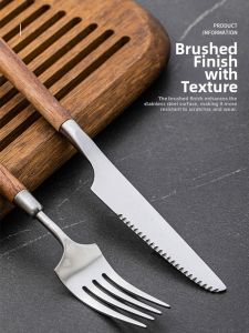 SENGAOPAI | Wooden Handle Steak Knife Fork Set