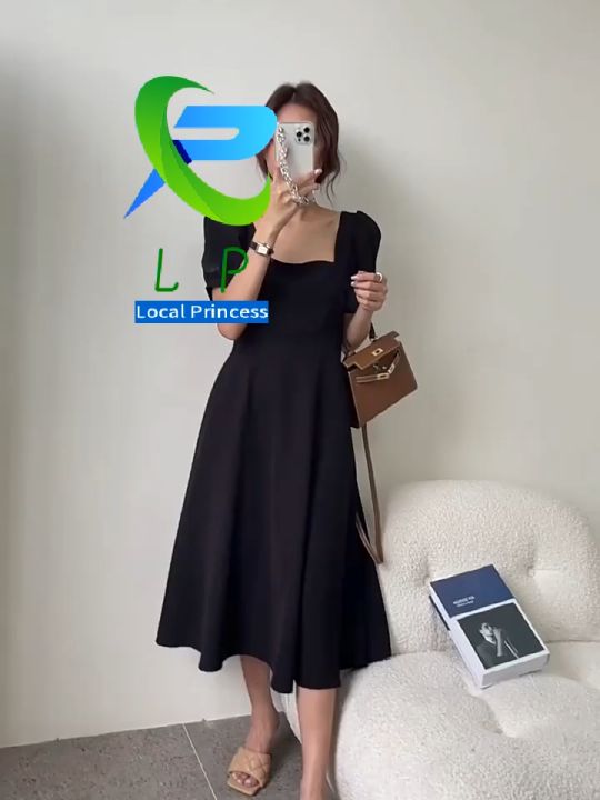 【Fast Delivery】dresses for women 2023 knee length skirt Hepburn style fluffy sleeved long