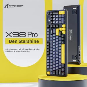 ATTACK SHARK | Bàn Phím Cơ Attack Shark X98 Pro Bố Cục 80% Màn Hình TFT RGB 3 Chế Độ Không Dây (BT/2.4G) Gắn Gasket Hot-Swap 4000mAh