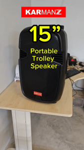 KARMANZ 15 inch Portable Trolley Speaker Amplifier Karaoke+2 Wireless Mic