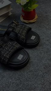Sandal Slip On Wanita Tali Gesper Motif Rajut Trendy - Free Box