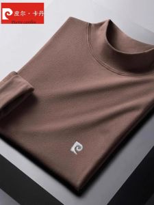 Áo Thun Pierre Cardin Dễ Thương Mùa Xuân Thu Dài Tay Nam Mới Cổ Cao Áo Nỉ Mỏng Thường Ngày Đa Năng Áo Sơ Mi Cơ Bản