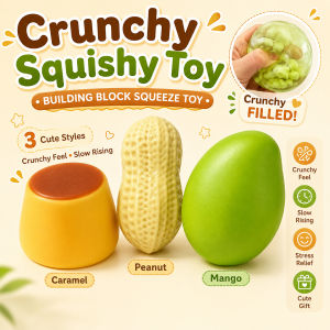 Crunchy Squishy Toy Building Block Squeeze Toy Stress Relief Fidget Toy Caramel Peanut Mango