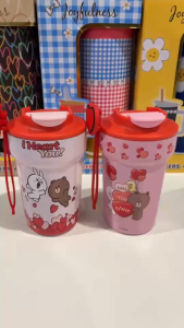 แก้วน้ำสแตนเลส ลายLine Friends ลิขสิทธิ์แท้100% ความจุ 320 มล. เก็บความเย็น ลายน่ารัก สดใส 2สี