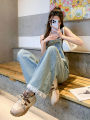 High Waist Loose Fit Thin Denim Overalls Women's Spring Summer Fashion Slimming Narrow Version Long Pants Cotton Blend. 